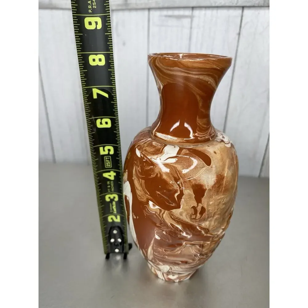 Handcrafted Swirled Pottery Alaska Vintage Mini Vase Orange White
